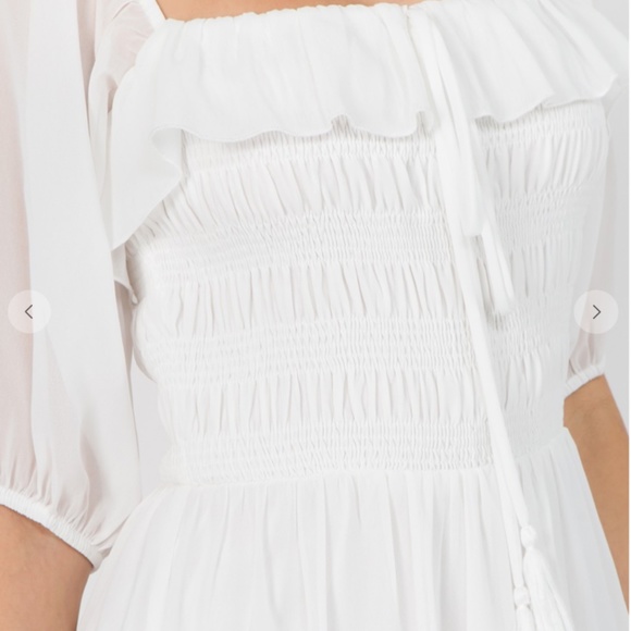 ❀ White Midi Dress Off Shoulder - Picture 9 of 12